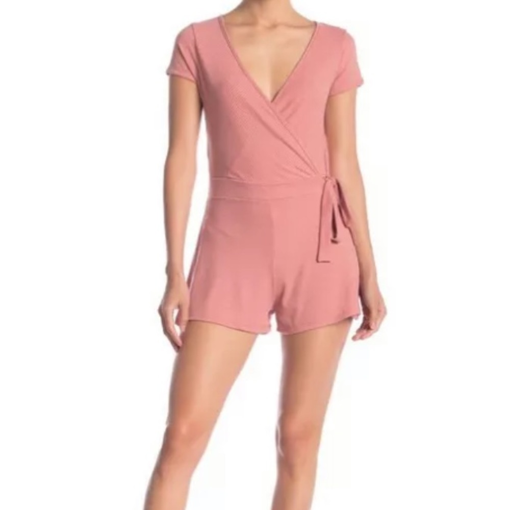Velvet Torch NORDSTROM Rib Knit Side Tie Romper MADE IN USA SIZE large NWT
